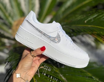 Womens Nike Airforce 1 sage low with  Swarvoski crystals, custom airforce ones, custom airforce 1s