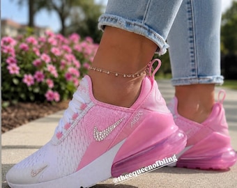 Custom pink and white AIRMAX 270 with Swarvoski crystals