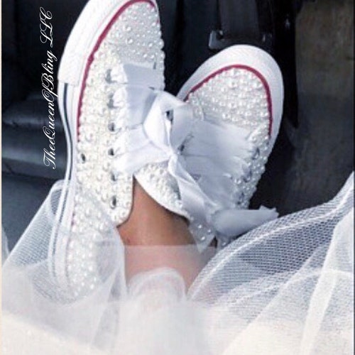 White Wedding Converse for Bride Pearl 