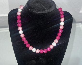 Collar de béisbol con diamantes de imitación rosas personalizado