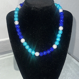 BLUE baseball bling drip necklace, Bryce Harper necklace, baseball bead necklace, rhinestone baseball necklace