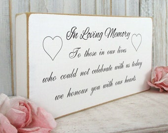 In loving memory rustic wedding remembrance sign wooden shabby vintage chic