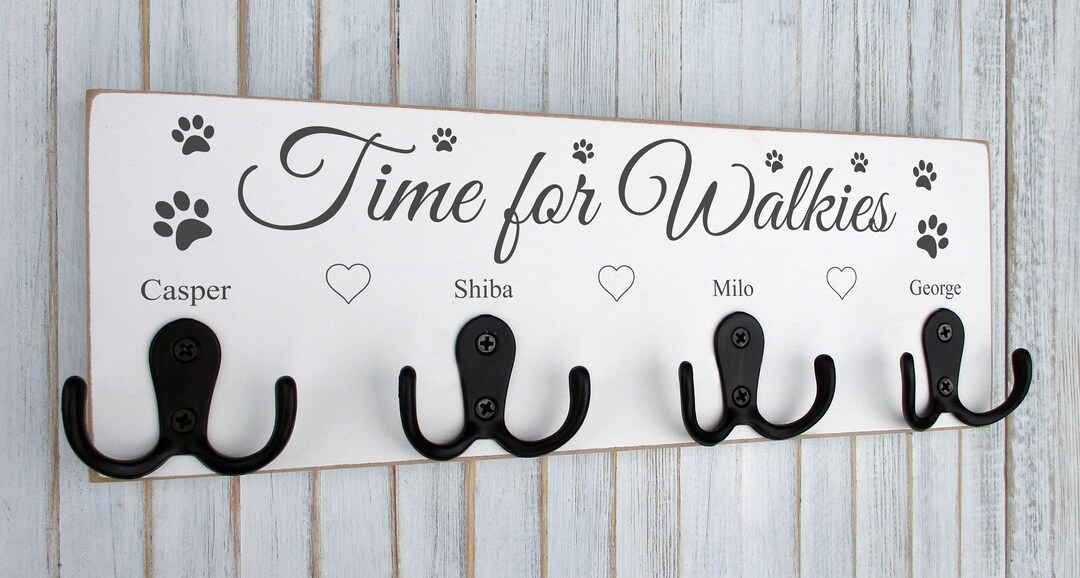 Personalised Dog Lead Hook Hanger Gift Wooden Walkies Leash 4 Etsy UK