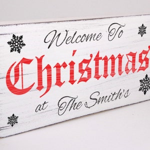 Personalised Welcome Shabby & Chic Vintage Christmas Xmas Gift Sign Plaque