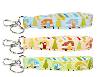 Camping Keychain • Key Fob Wristlet • Teardrop Trailer • Camper Key Chain • RV Camping Accessories • Handbag Strap • Camping Gift • 1" x 6"