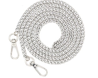 52 Inch Silver Handbag Chain • Medium Weight Crossbody Strap • Chain For Bride Clutch • Designer Bag Accessories • Evening Bag Chain