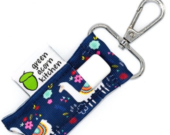 Lip Balm Holder • Colorful Llama Print • Clip • For Lip Balm or Chap Stick • Clips to Keychain, Purse, Lanyard or Backpack • Cute Llama Gift