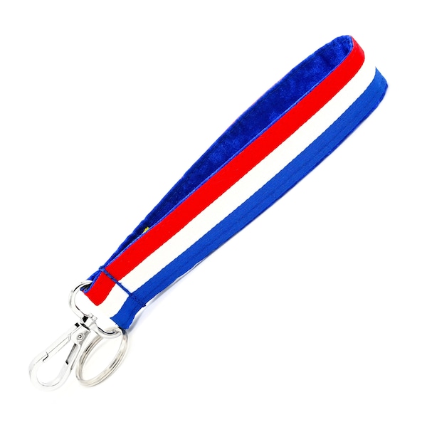 Red White & Blue Stripes Key Fob • Patriotic Keychain • 4th of July • American Flag  • Key Fob Strap • Military Gift • Americana • 1" x 6"