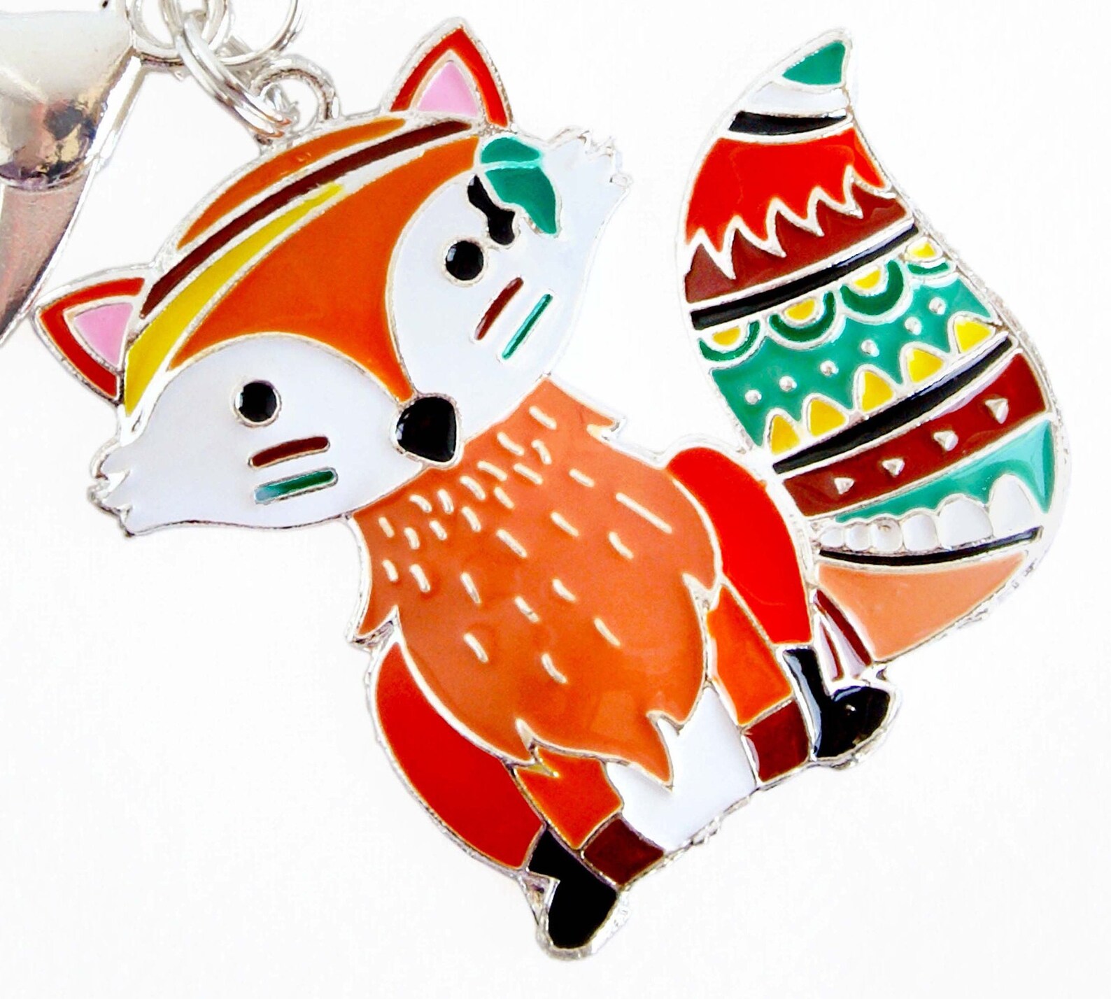 Colorful Fox Keychain Large Enamel Fox Charm Swivel Etsy