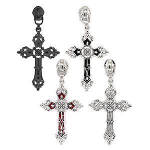 Single Zipper Pull • Fits #5 Nylon Zipper • Large Ornate Filigree Cross • Custom Handbag Zipper • Bible Cover Zipper Pull • Sewing Supplies