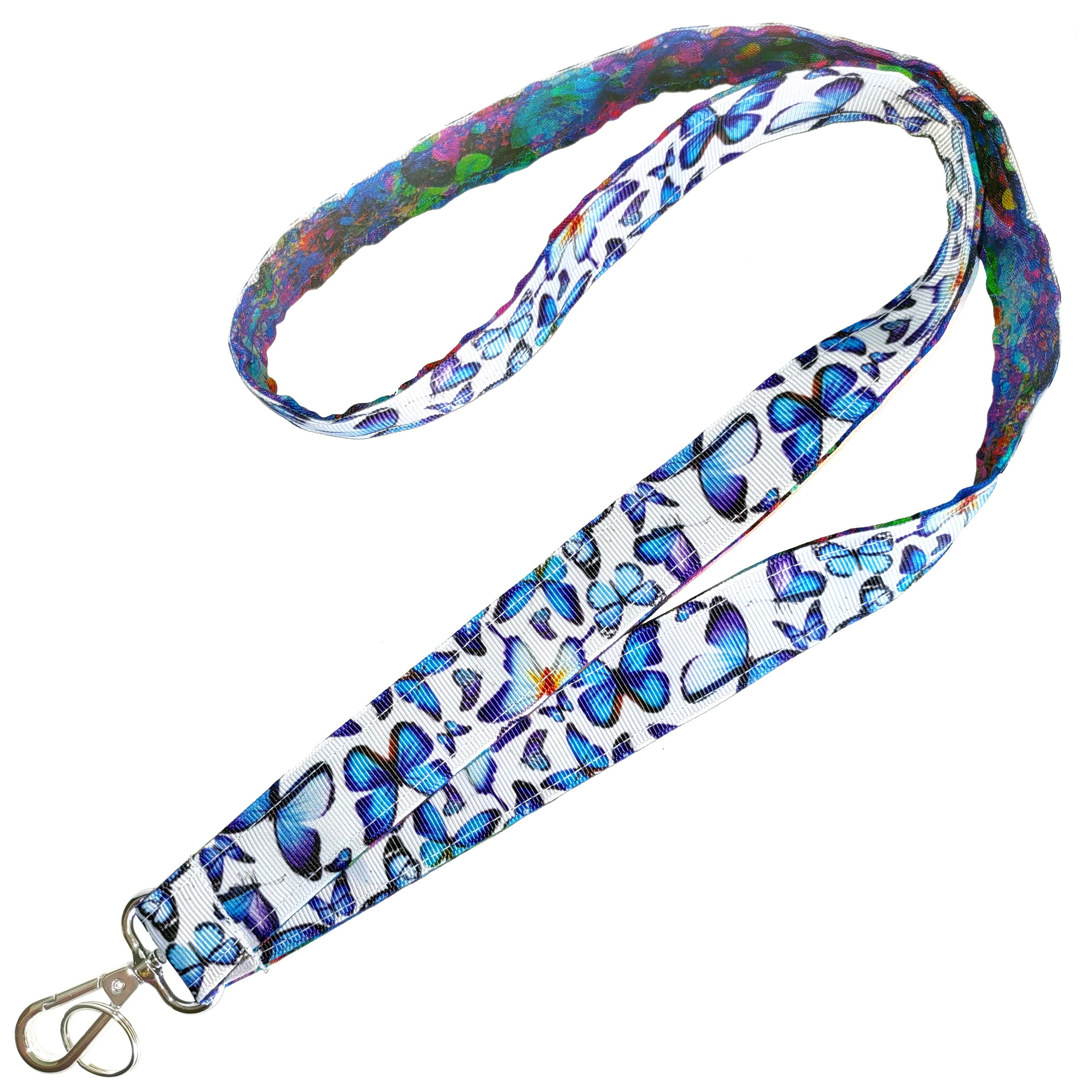 Butterfly Reversible Lanyard Purple & Blue Butterflies on | Etsy