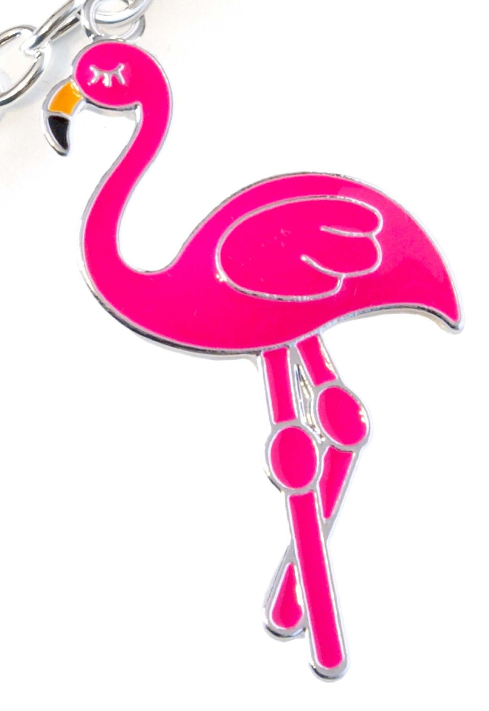 Pink Flamingo Keychain Large Enameled Charm Tropical Key Etsy