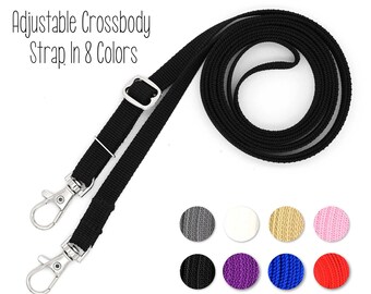 Crossbody Webbing Strap • Adjustable 36-68 Inch • 3/8 Inch Wide • Cellphone Strap • Black • Blue • Gray • Tan • Pink • Purple • Red • White
