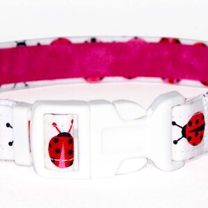 Pink Ladybugs Dog Collar 100% Cotton Gift for Dog Pink & Red Ladybug ...