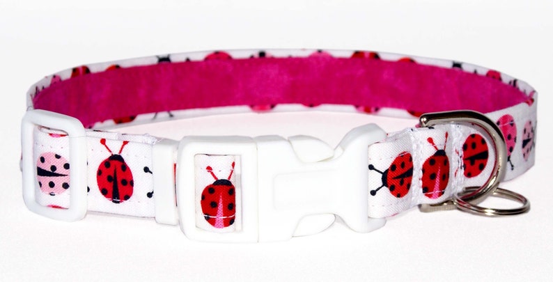 Pink Ladybugs Dog Collar 100% Cotton Gift for Dog Pink & - Etsy