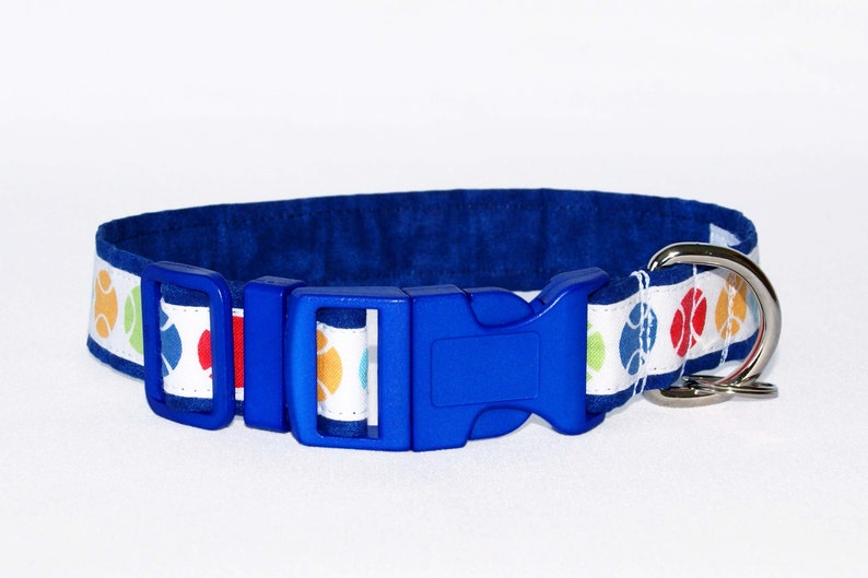 Blue Tennis Ball Dog Collar 100 Cotton Tennis Gift For Etsy