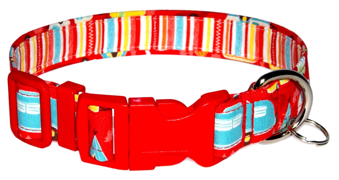 Red Camping Dog Collar Dog Collar 100 Cotton Retro Etsy