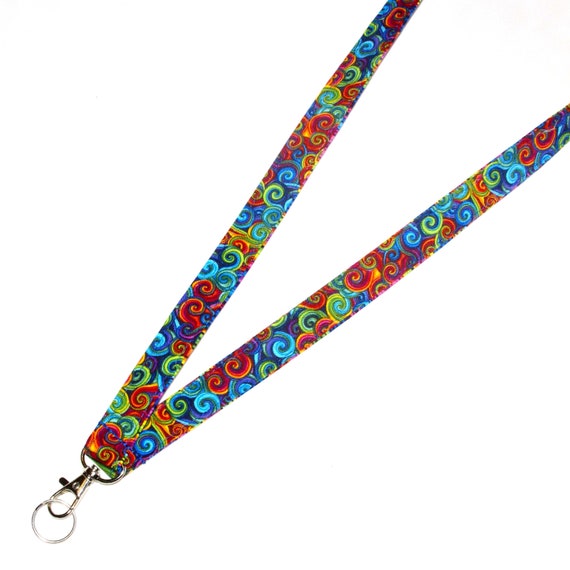 Swivel Clip Key Strap ID Badge Holder 1 Inch Wide x 36 Inch Length Reversible Floral Print on Red Red Flowers Reversible Neck Lanyard 