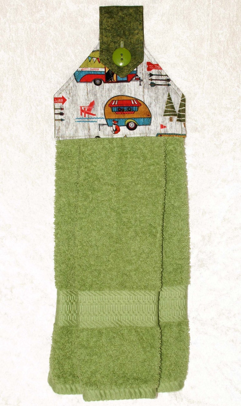 Green Camping Kitchen Towel RV Camping Decor Retro Etsy