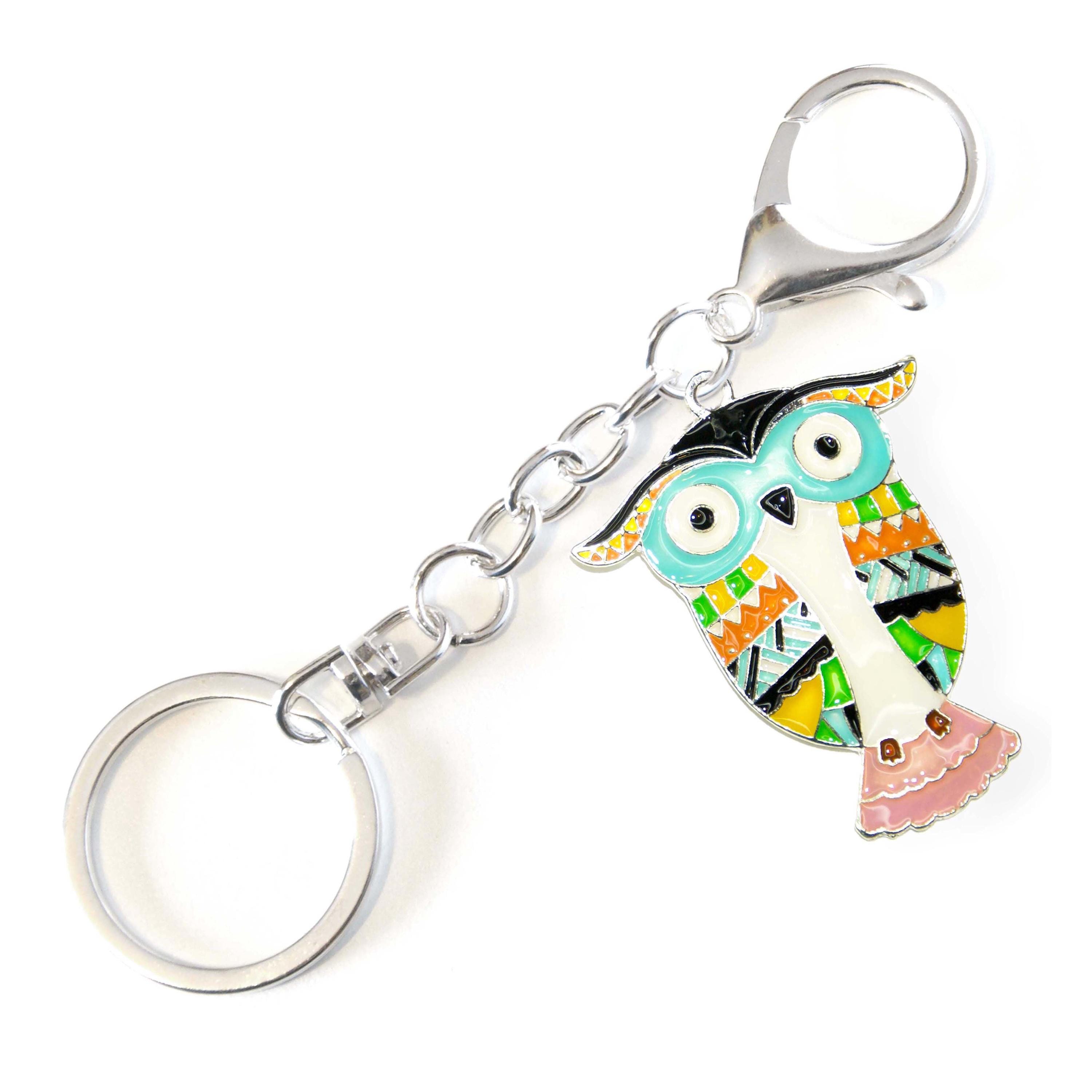 Colorful Enamel Keychain • Extra Large Charm • Pink Flamingo • Owl ...