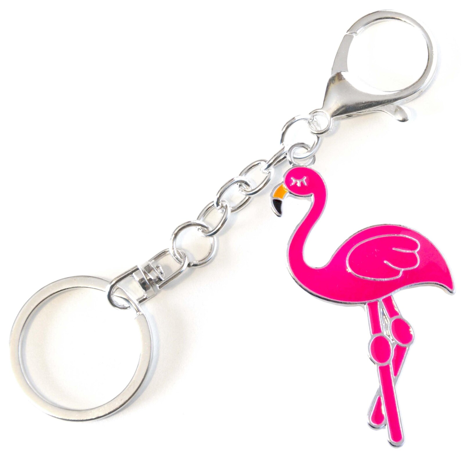 Colorful Enamel Keychain • Extra Large Charm • Pink Flamingo • Owl ...