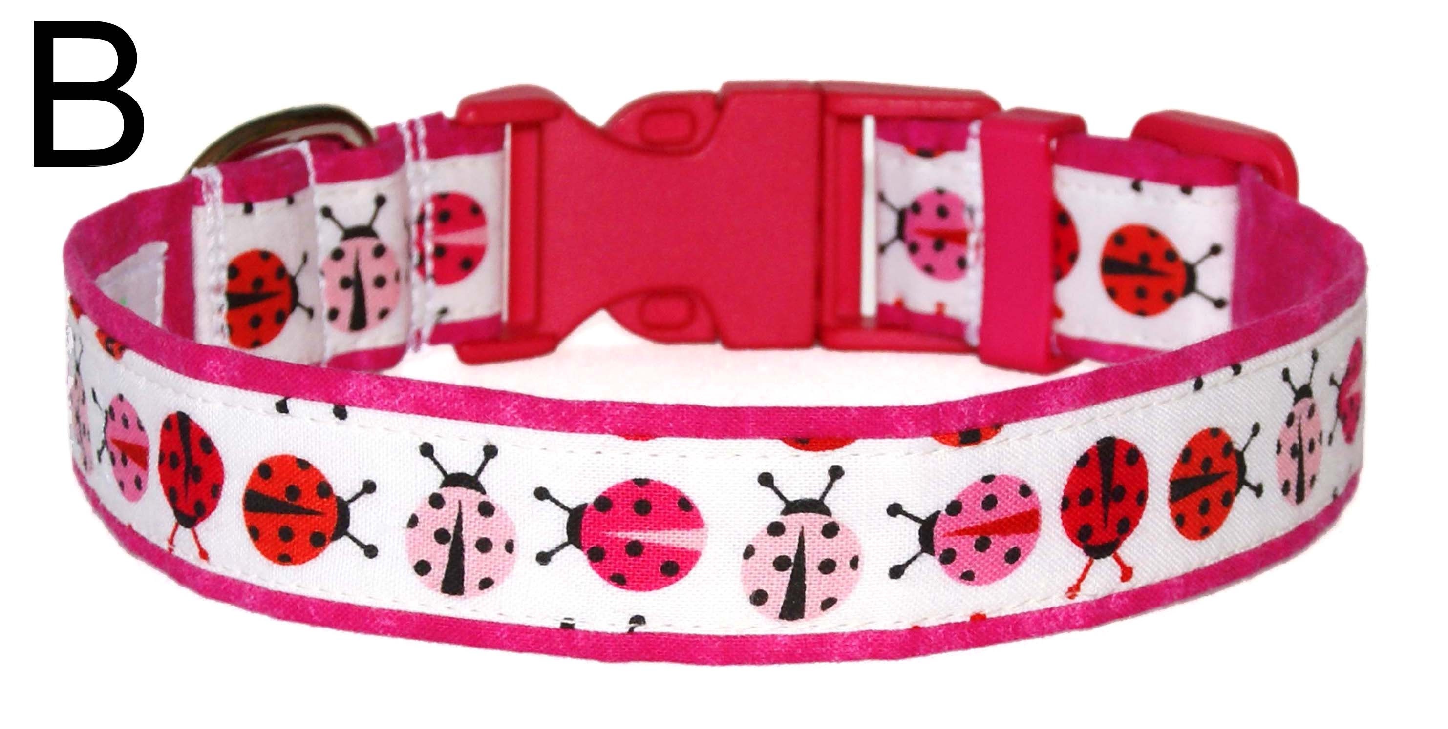 Pink Ladybugs Dog Collar 100% Cotton Gift For Dog Pink & | Etsy