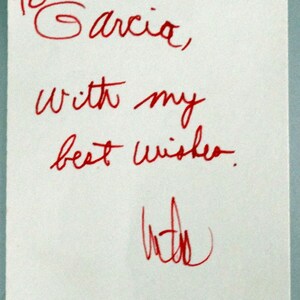 Mike Millius handtekening, handtekening, MCA-muziek "Desperado" Gesigneerde persoonlijke kaart ZELDZAAM