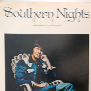 Southern Nights, vintage sheet music by Allen Toussaint, Glen Campbell cover photo, guitar tablature 1974/1977
