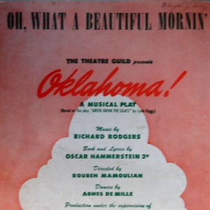 Oh, What A Beautiful Mornin&#39; vintage sheet music, by Rodgers & Hammerstein from &quot;Oklahoma!&quot; Guitar Tabs + Chords, 1943