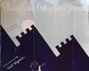 Please Come Out of Your Dream vintage sheet music by Carl Sigman, Back Cover Seger Ellis photo, guitar tablature, 1938 RARE