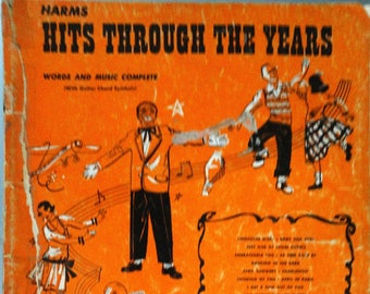 Harms&#39; Hits Through The Years, Wörter und Musik komplett mit Gitarrensymbolen (Tablature) 1951 vintage Songbook
