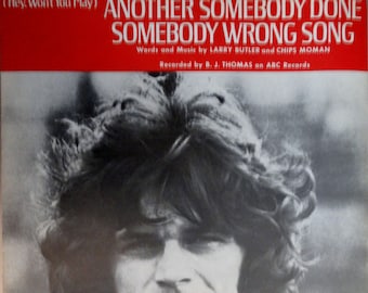 Hey, Won't You Play) Another Somebody Done Somebody Wrong Song vintage sheet music, by Butler and Moman with guitar tablature 1975