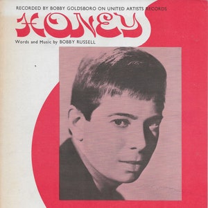 Honey vintage sheet music, by Bobby Russell, Recorded by Bobby Goldsboro on United Artists Records 1968 with guitar tablature