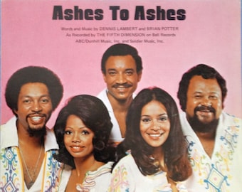 Ashes to Ashes vintage sheet music 1972/1973 by Dennis Lambert & Brian Potter,  Fifth Dimension photo cover, Guitar Tablature - Near Mint!