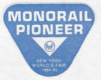 BLUE Monorail Pioneer Sticker AMF New York World's Fair 1964-65  Unused, on Original Backing RARE