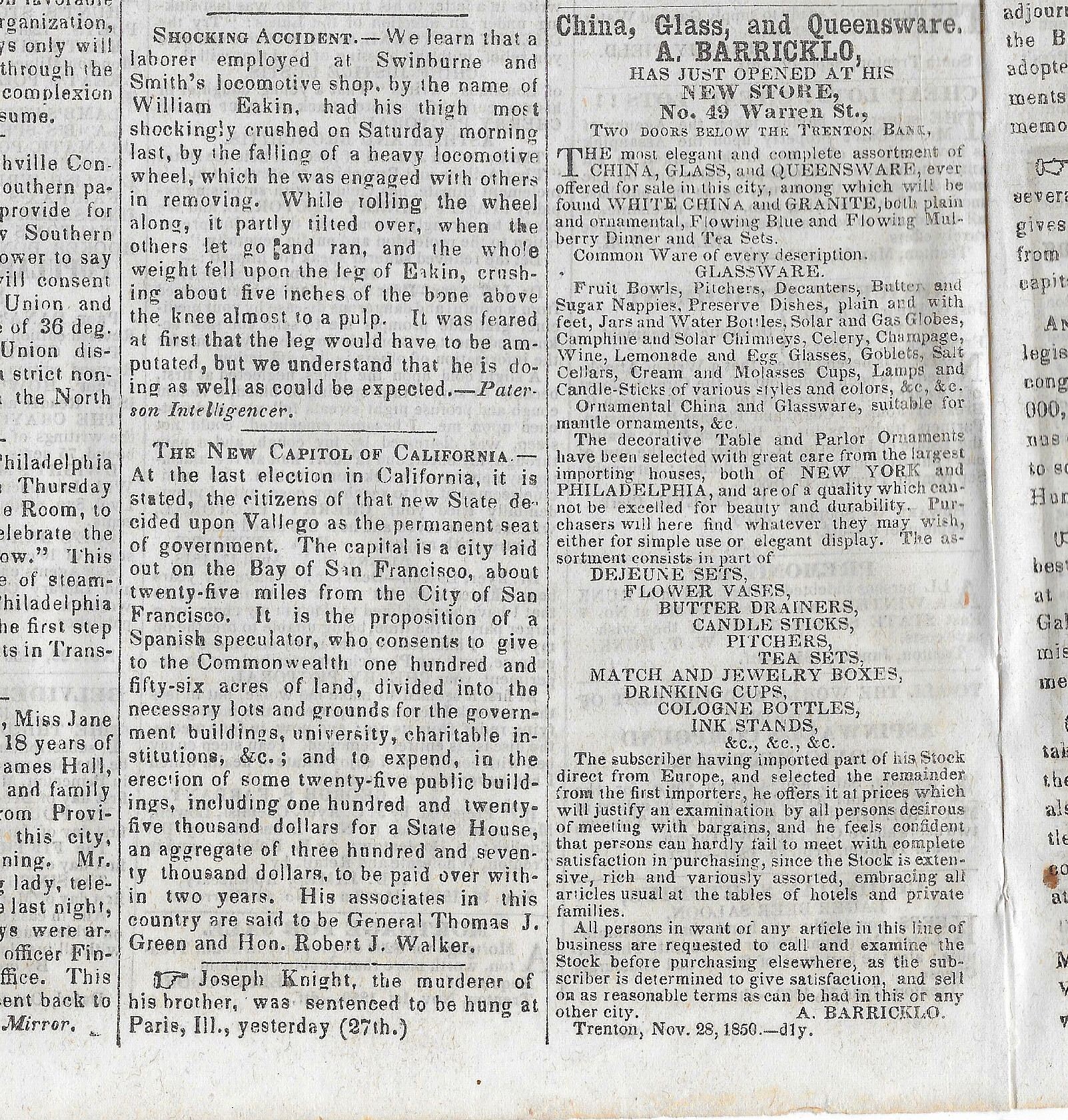 State Gazette Newspaper Trenton Thursday Morning November 28 Etsy