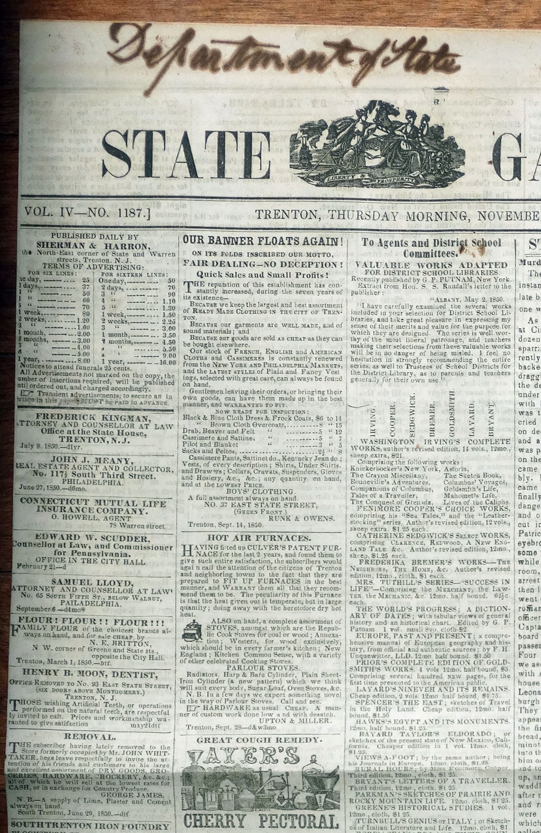 State Gazette Newspaper Trenton Thursday Morning November 28 Etsy