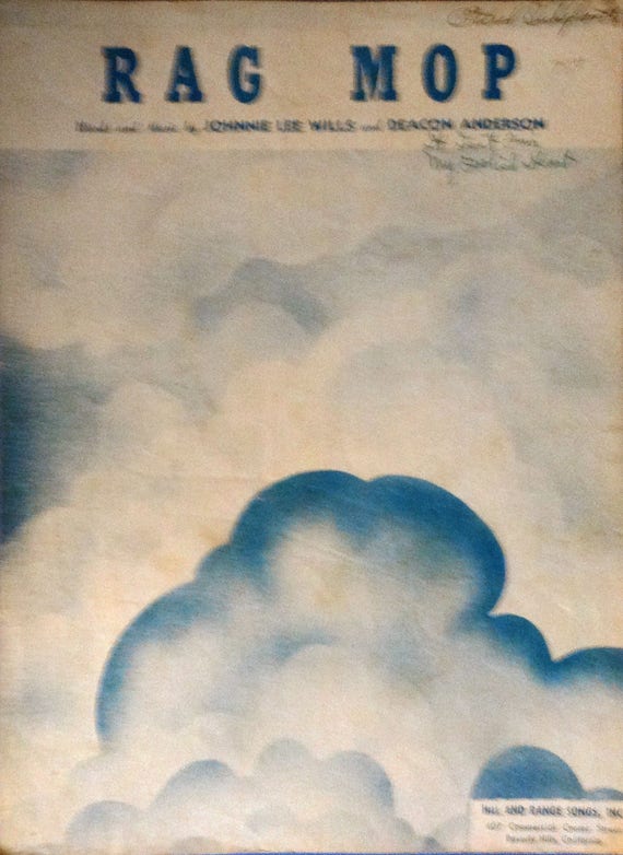 Rag Mop vintage sheet music by Johnnie Lee Wills and Deacon Etsy
