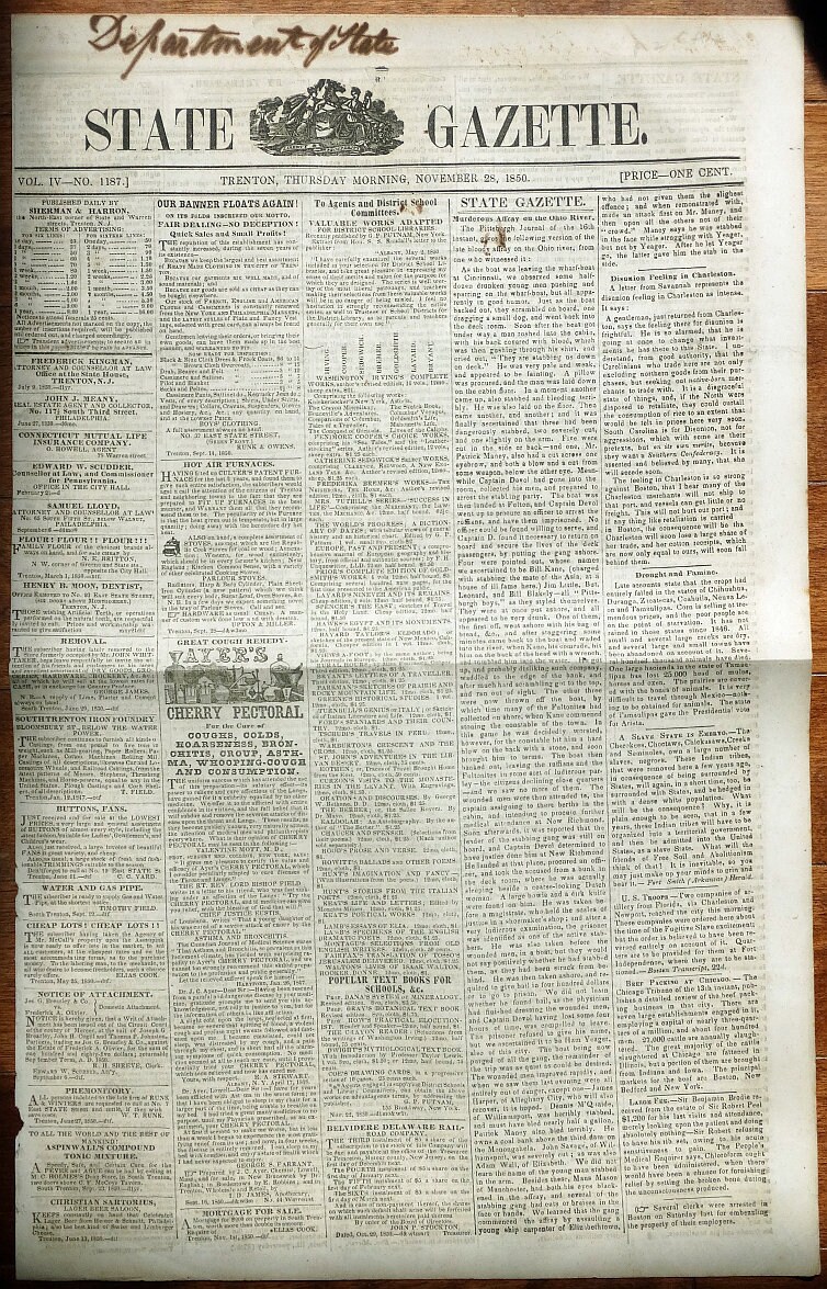 State Gazette Newspaper Trenton Thursday Morning November 28 Etsy