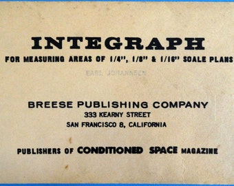 Integraph for Measuring Areas of Scale Plans, Breese Publishing Company, San Francisco, Conditioned Space Magazine