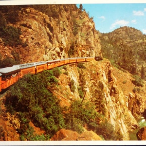 Vintage Real Color Photo Postcard Denver & Rio Grande Narrow Gauge Railroad P-512 Animas Gorge postmark Durango, CO - Jun 29 1979 Post Card