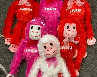 Customized Plush Valentine&#39;s Day Monkey: Personalized Hanging Monkey Gift for Children Kids Adults
