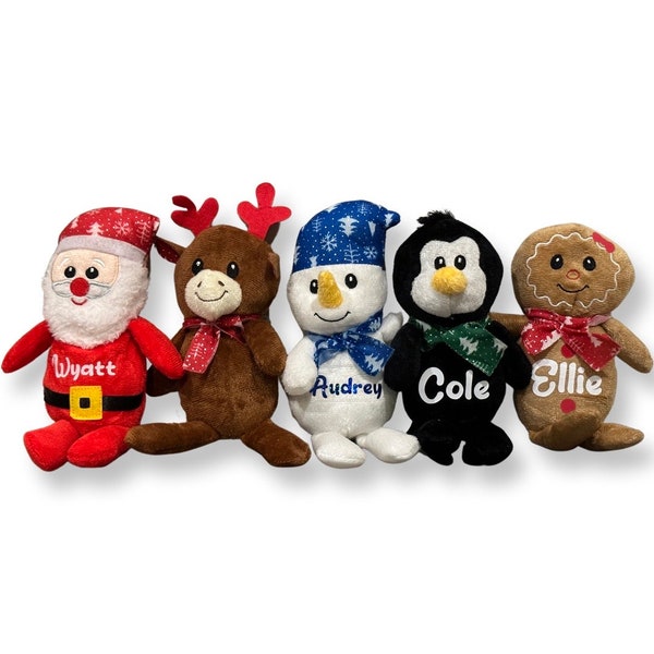 Festive Personalized Christmas Stocking Stuffer Plush Santa Reindeer Snowman Penguin Gingerbread