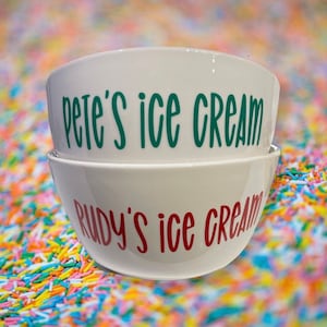 Personalization Universe Custom Ice Cream Shoppe 14 oz. Bowl - Heavyweight  Stoneware, Chip-Resistant, Personalized with Any Name - Perfect Couples