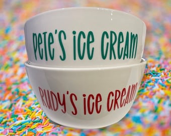 Ice Cream Lover Bowl Personalized Gift, Custom Ice Cream Bowl Grandma Grandpa Father Mother Name, Fathers Day Gift Sundae Bowls