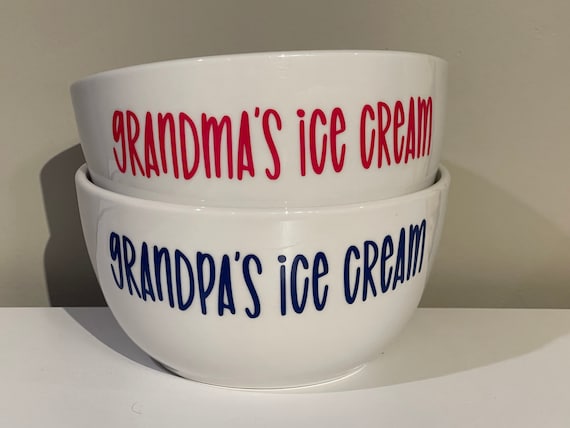 Personalized Ice Cream Bowl, Glass Dessert Dish Gift for Dad Grandpa Kids,  Cereal Snacks