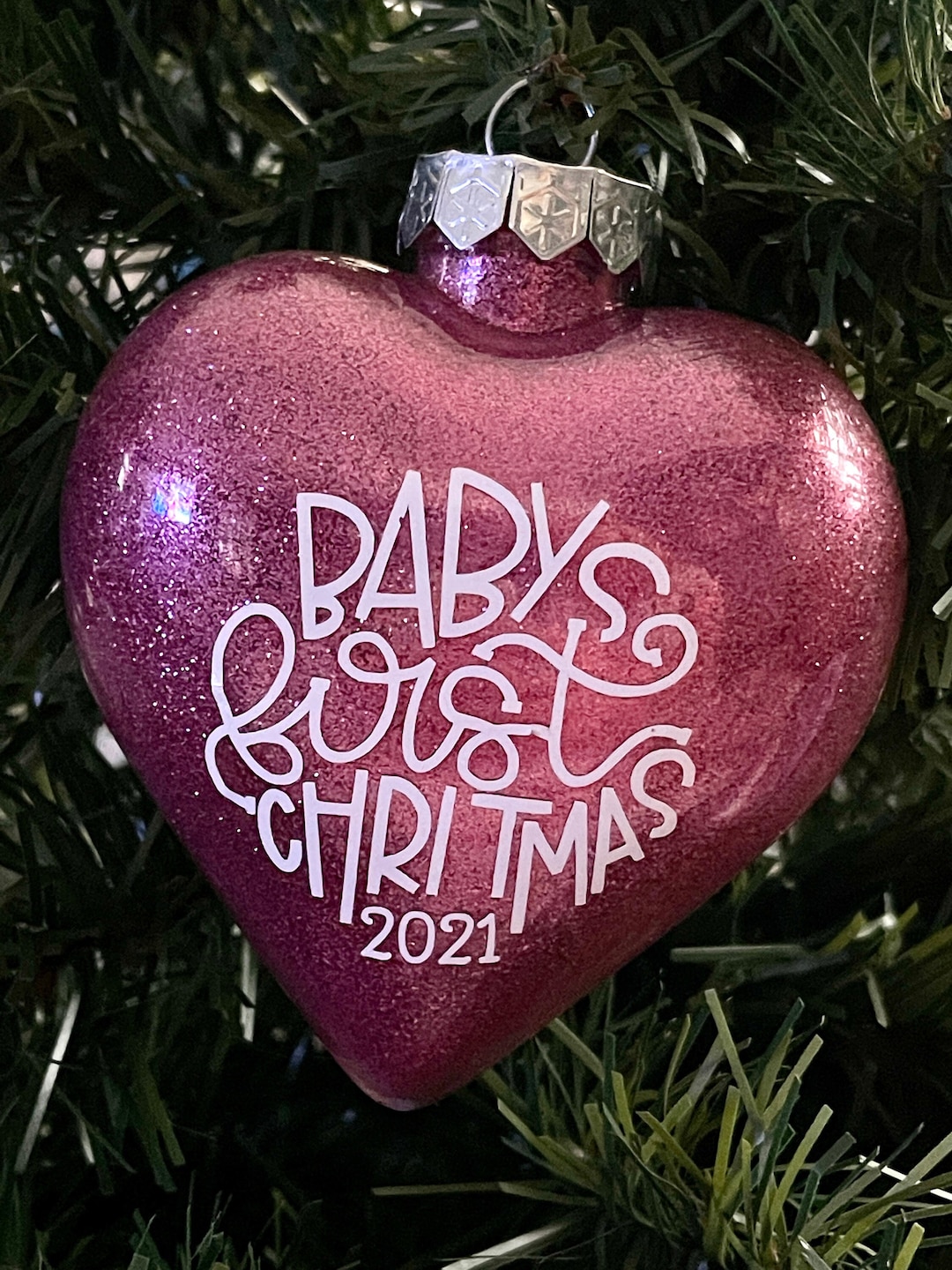 2021 Pink Baby's First Christmas Personalized Ornament Etsy