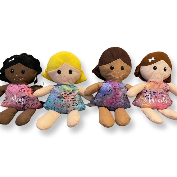 Personalized Name Baby Doll White Black Brown Soft Rag Doll Etsy