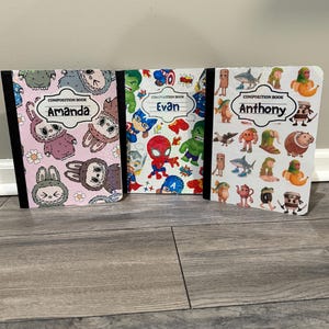 Custom Personalized Composition Back to School Notebook Journal, Personalized Composition Notebook Kids Gift