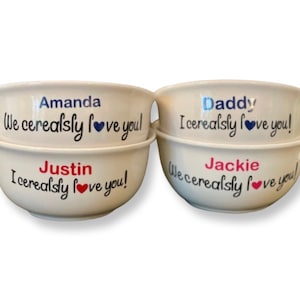 I or We Cerealsly Love You Ceramic Bowl, Personalized Valentines Day Gift, Gifts for Her, Gifts for Him, Personalized Cereal Bowl